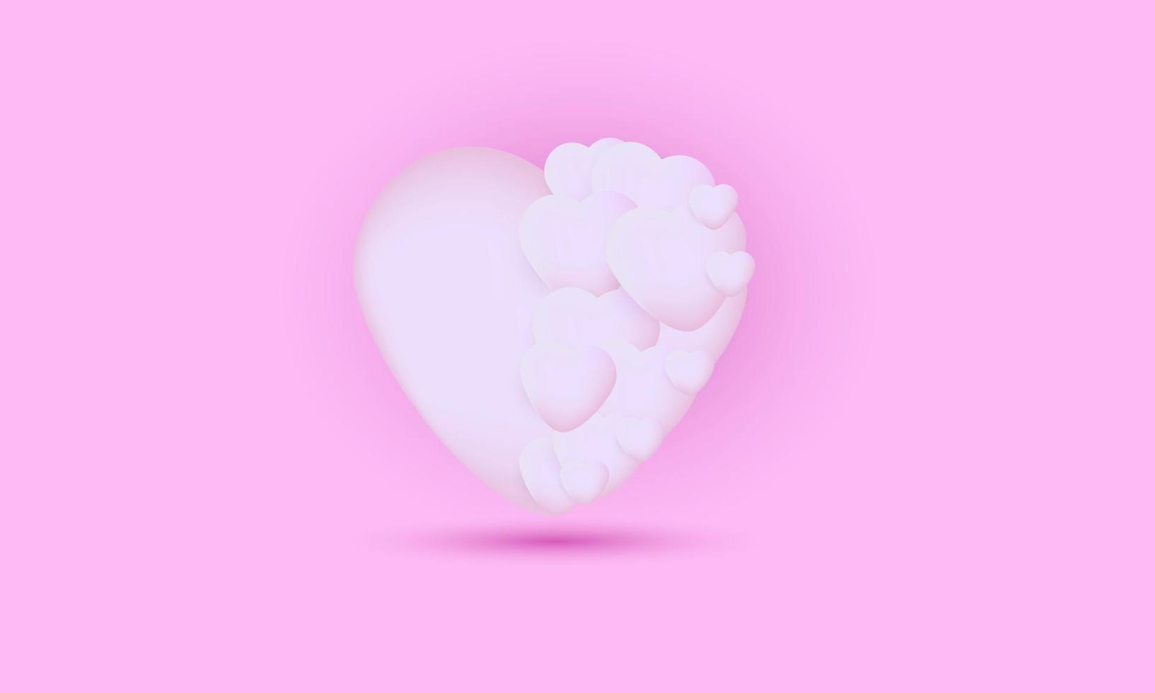 3d realistic heart on pink design concept symbol vector