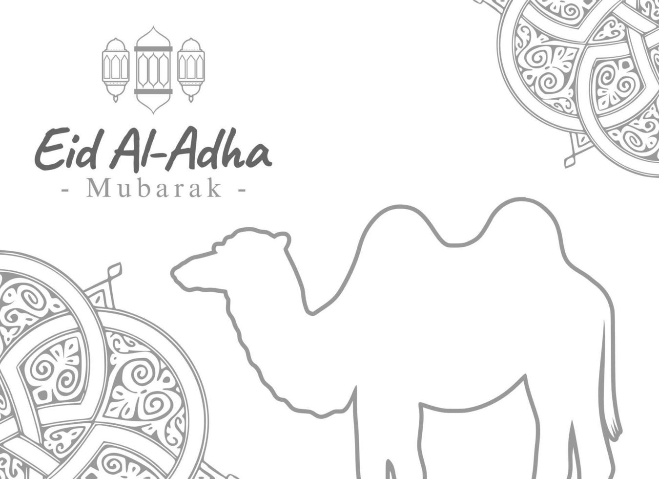 Design Vector Illustration Eid Adha Mubarak with Sketch Style complete with animal Illustration. Suitable for greeting card, poster and banner.