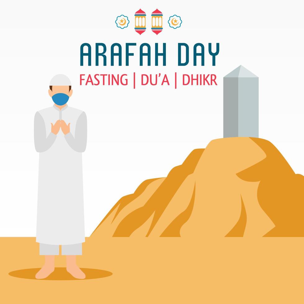 Islamic holiday that falls on the 9th day of Dhu al-Hijjah of the lunar Islamic Calendar. Vector Design Illustration