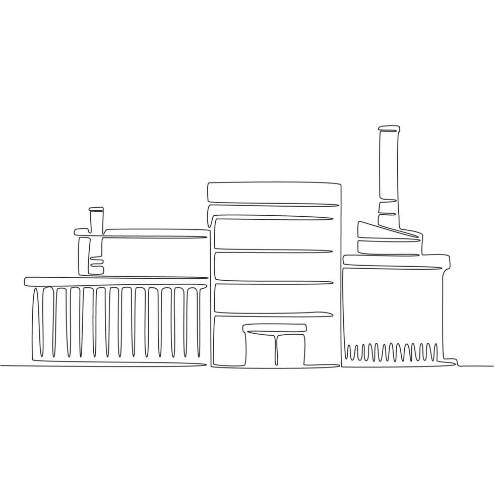 línea continua para la ilustración vectorial de la industria química. vector