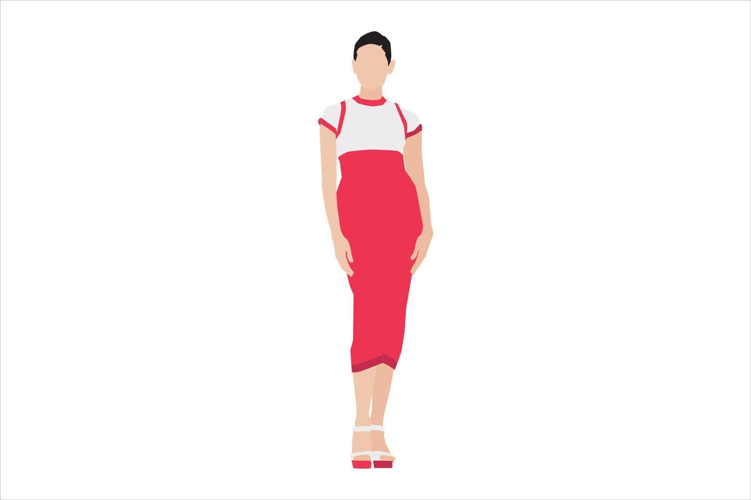 Vector illustration of fashionable women posing on the sidewalk