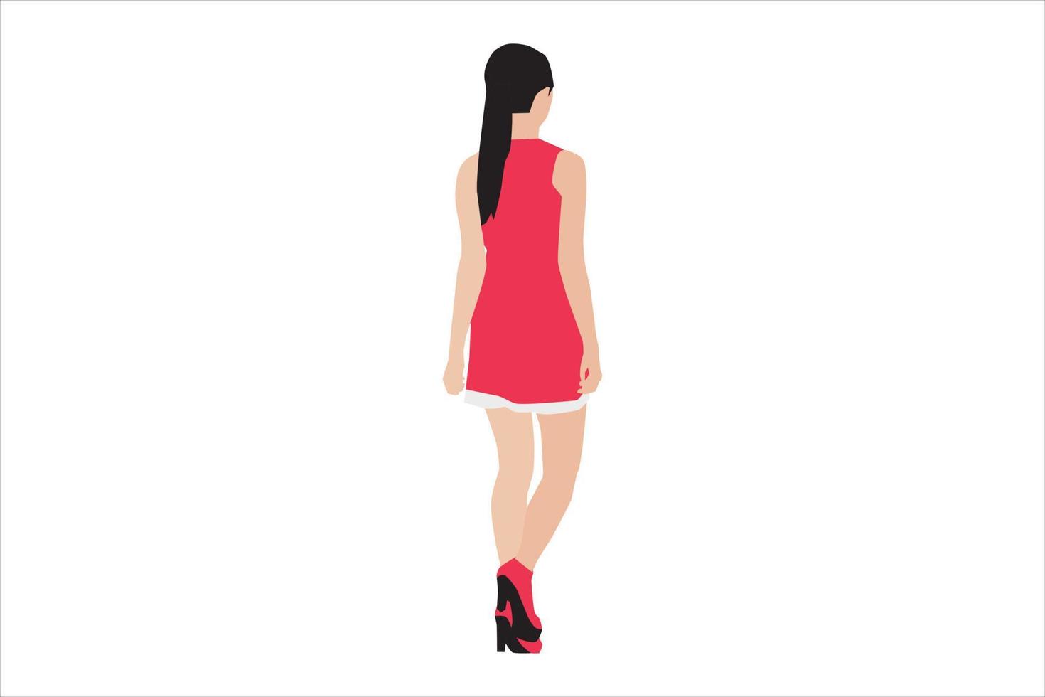 Ilustración vectorial de mujeres elegantes caminando por la acera vector