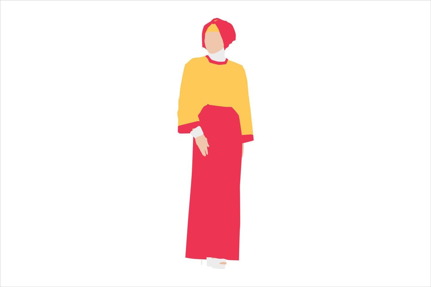 ilustración vectorial de mujeres musulmanas posando en la acera vector