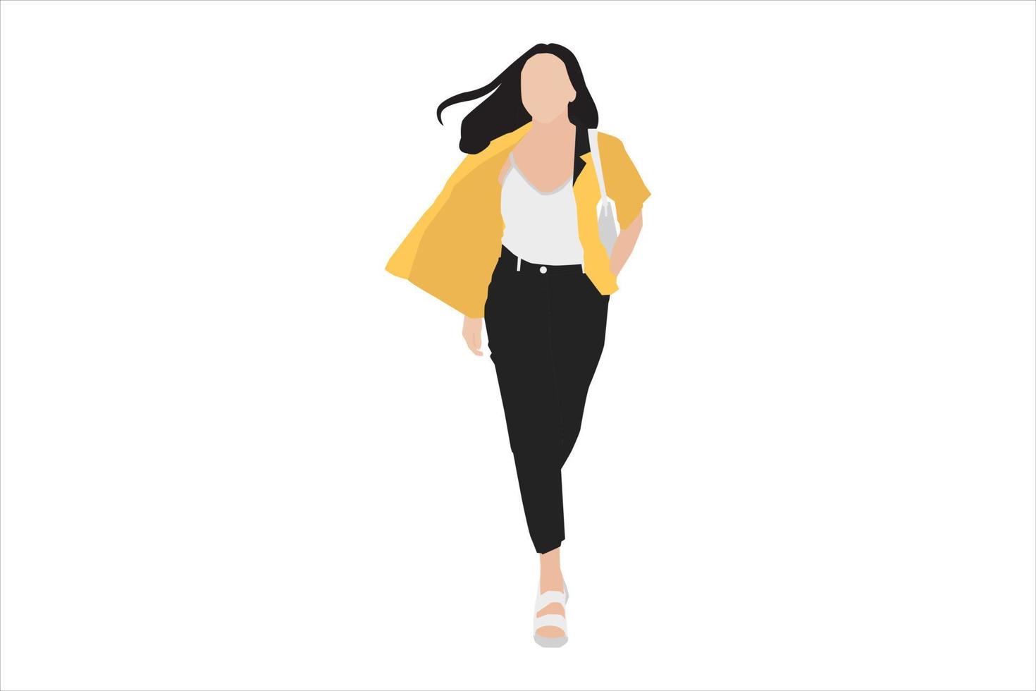 ilustración vectorial de mujeres casuales posando en la acera vector