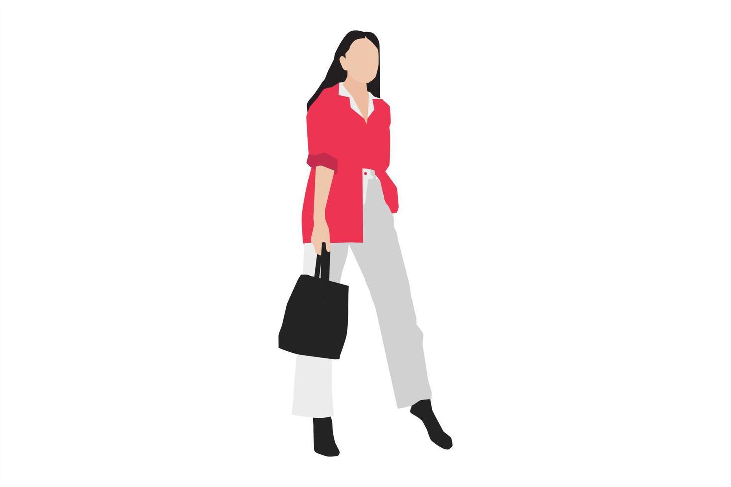 Vector illustration of casual women posing on the sidewalk