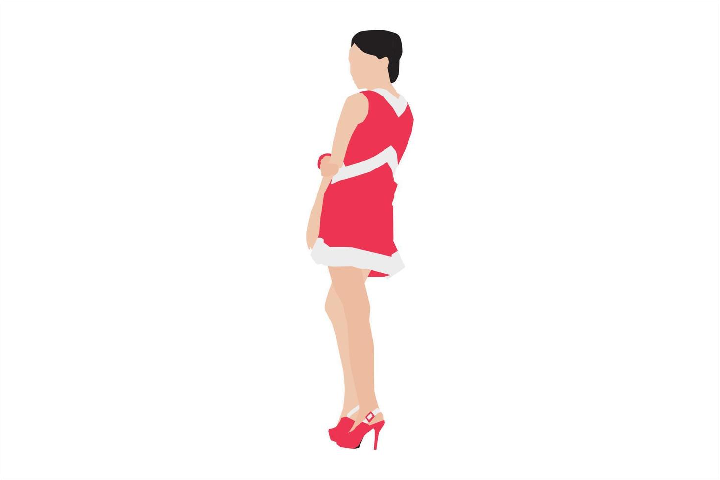 Vector illustration of elegant women posing on the sidewalk