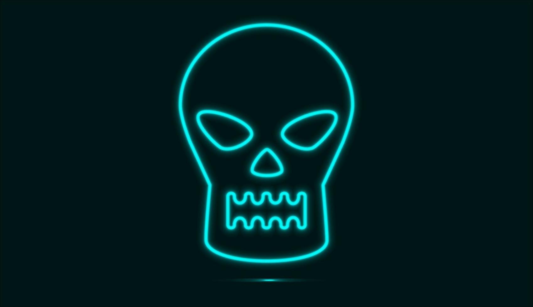 Skull face in neon blue isolated on dark background vector