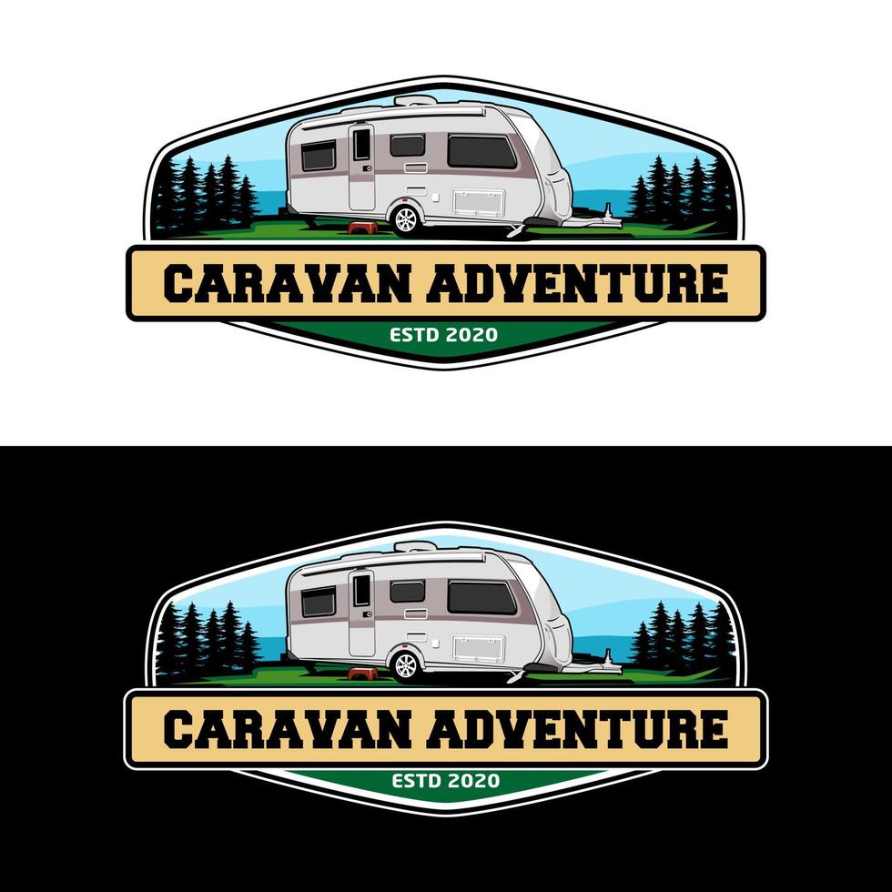 truck and trailer caravan logo design vector