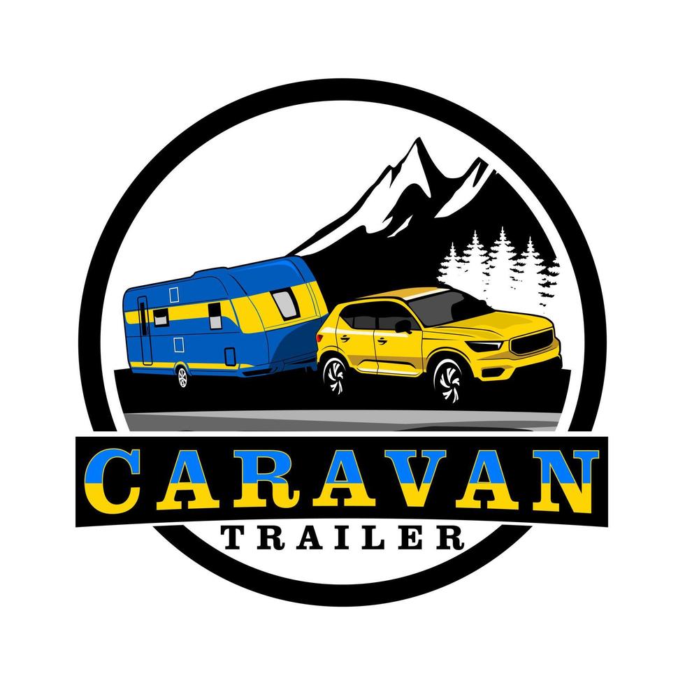 vector de diseño de logotipo de caravana de camiones y remolques