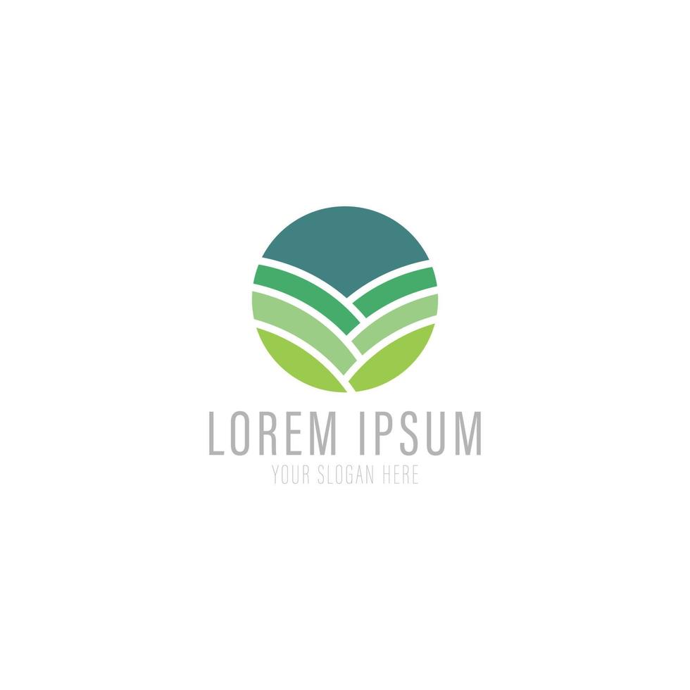 Simple natural green leaf circle vector design logo.