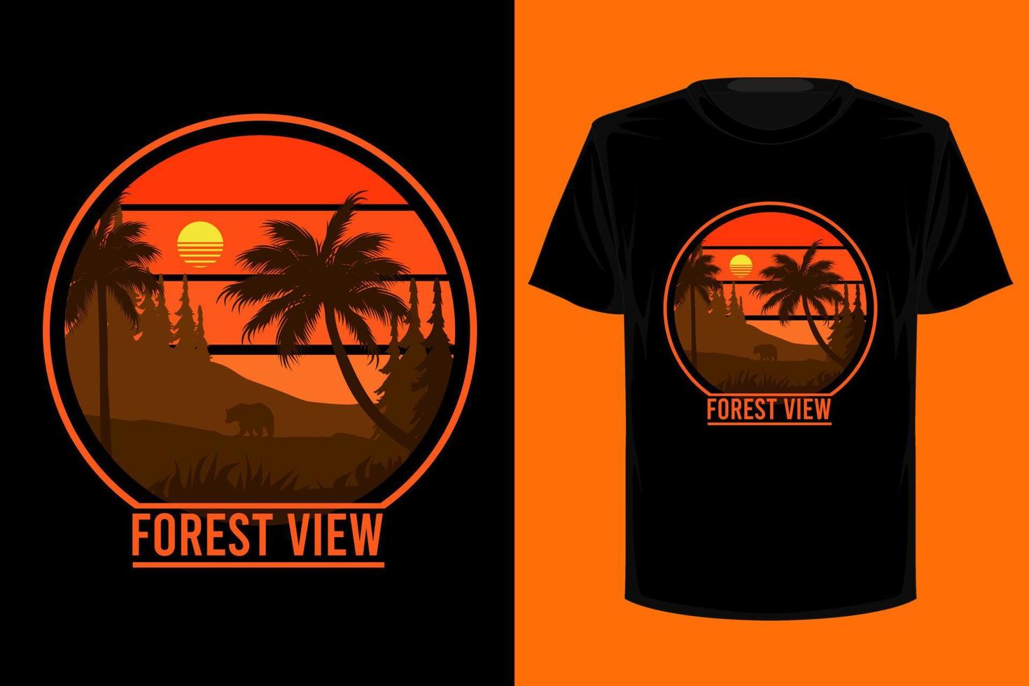 Forest view retro vintage t shirt design vector