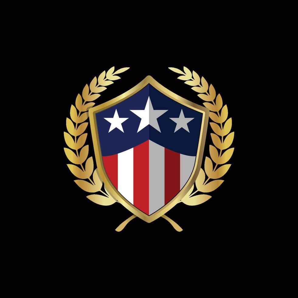 Gold shield vector USA logo, Medal, Badge, Sign, Symbol Vector