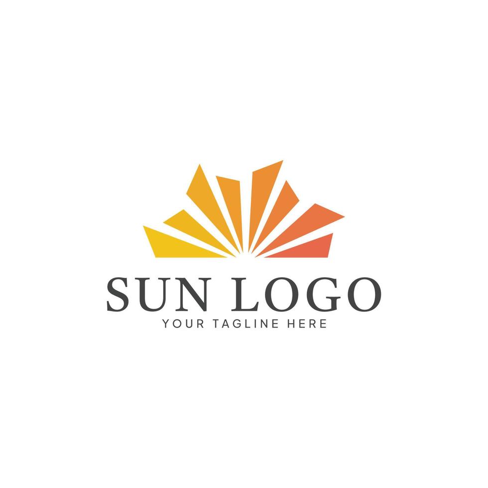 Sun logo vector with shining bright template