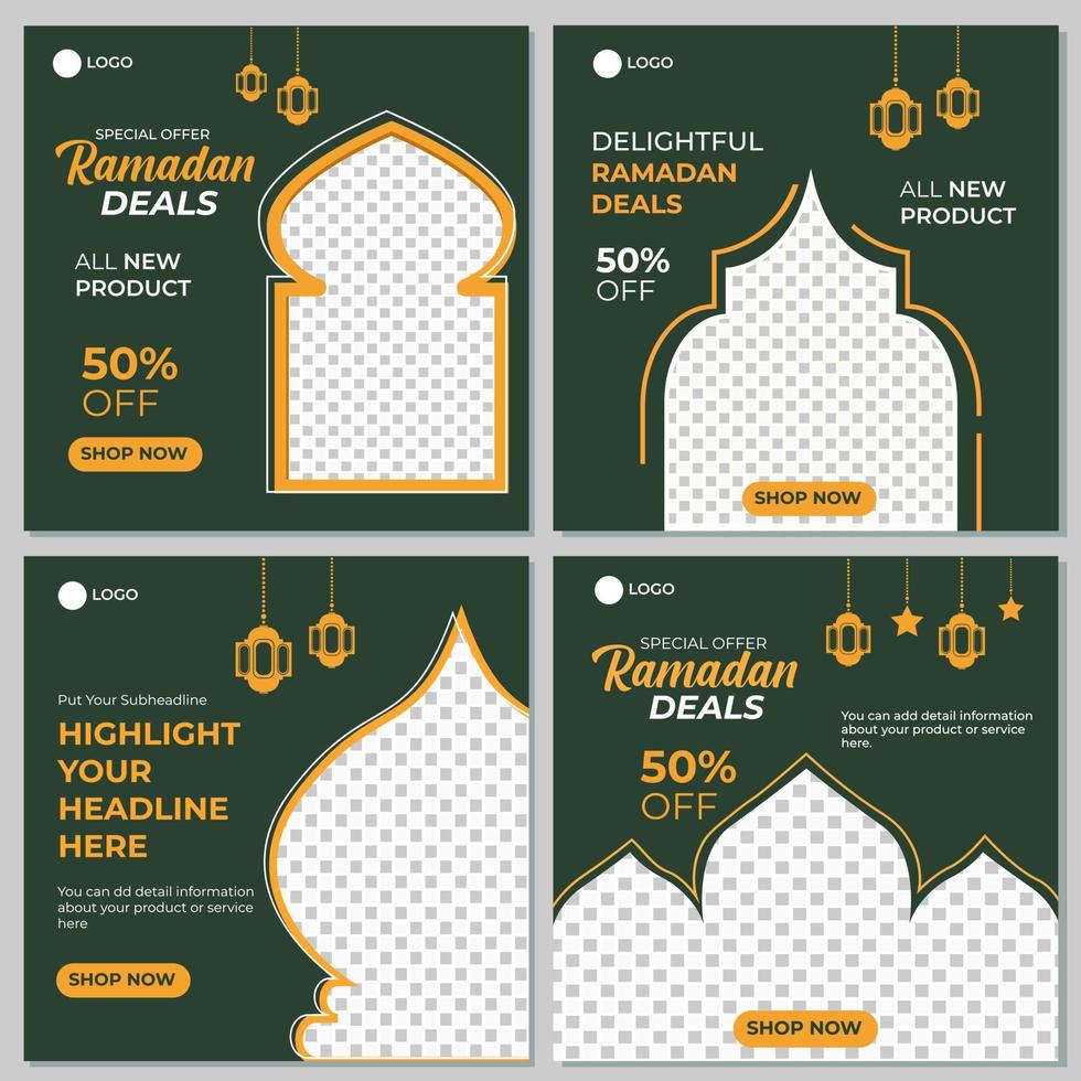 Illustration vector graphic of Ramadan social media feed template