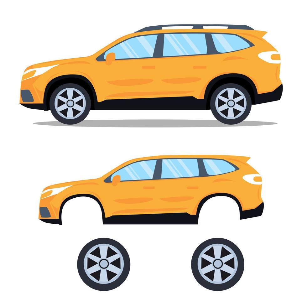 Flat yellow sport car with isolated white background vector.Modern car design vector