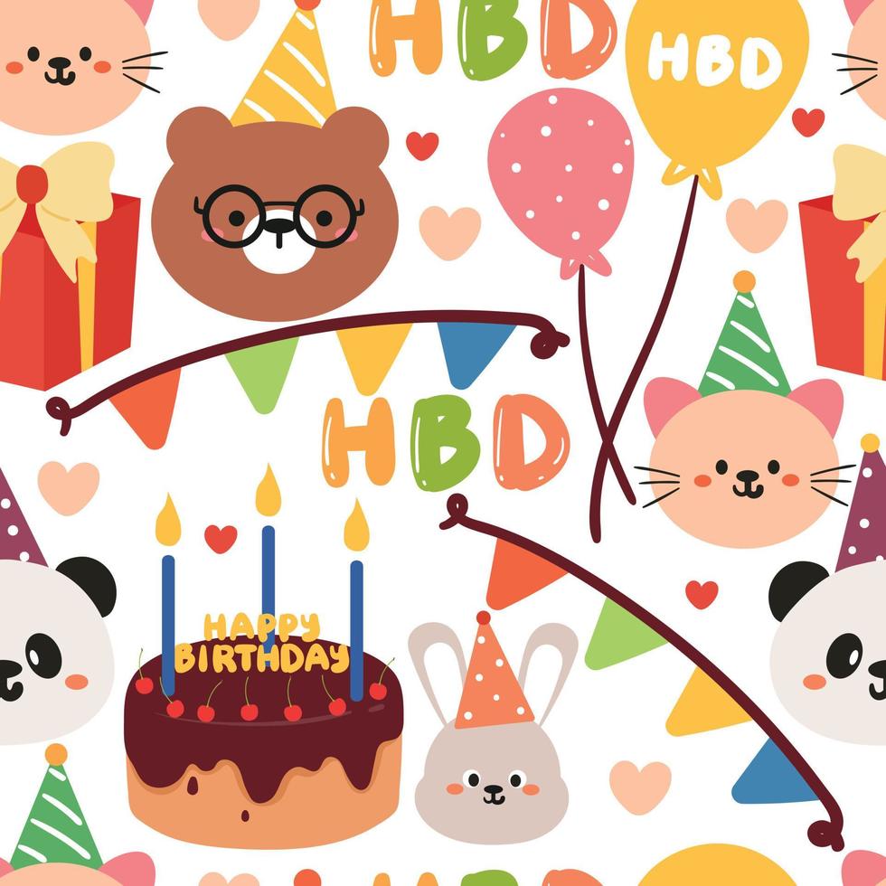 seamless pattern hand drawing cartoon birthday doodle. for kids ...