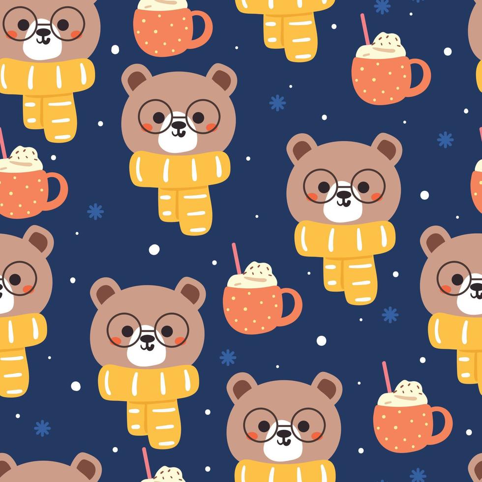 seamless pattern hand drawing cartoon bear and drink. for kids wallpaper, fabric print, textile, gift wrapping paper vector