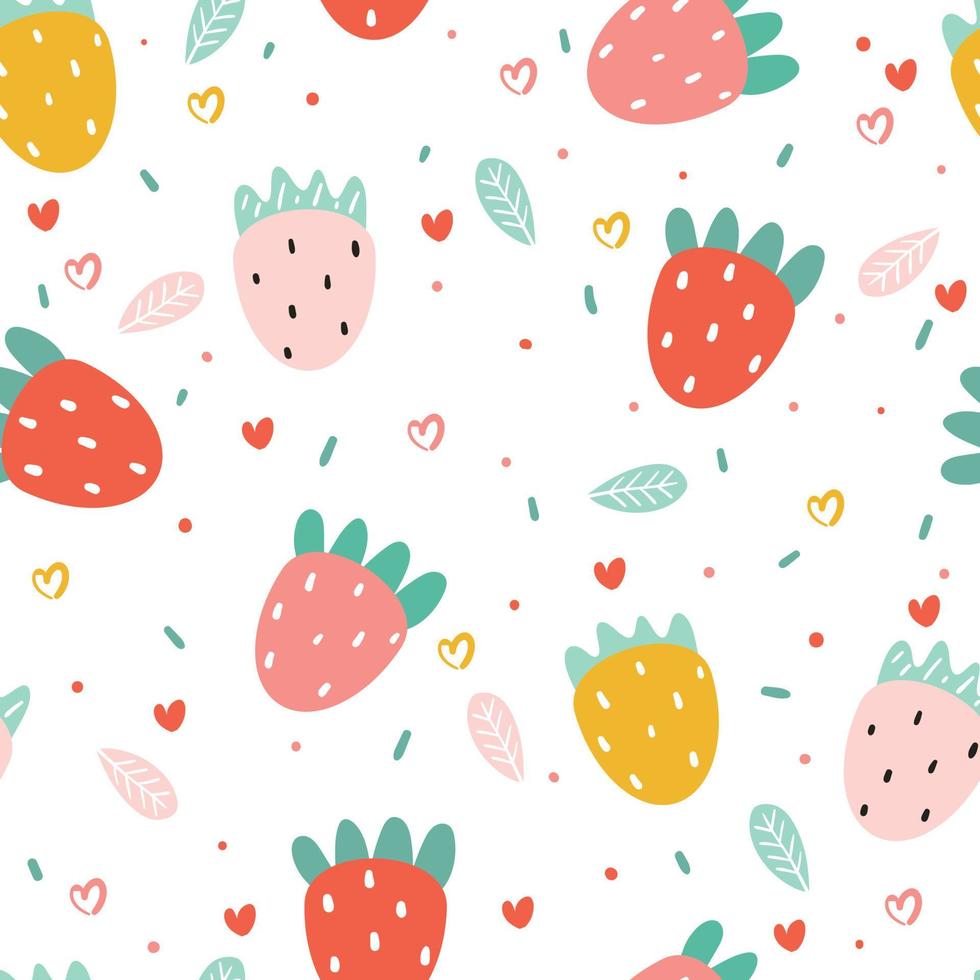 Strawberry Hand Draw Seamless Cute Pattern. Summer red berries on a white  background for baby fabric design, wrapping paper, Wallpaper, and other  thin Stock Vector Image & Art - Alamy