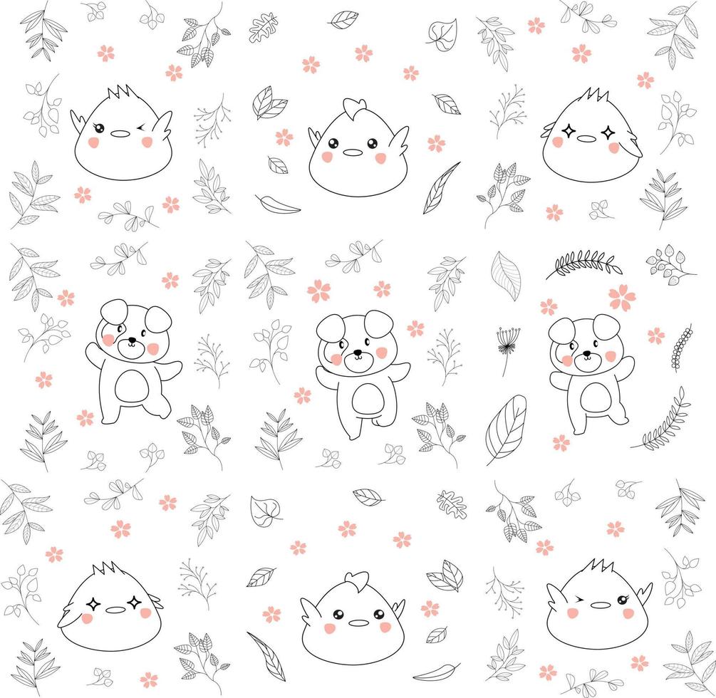 Have a nice day set cute cryptic animals are in action. bear, penguin, koala, wolf, fox, tiger, bunny, birt, cat.  .No gradient used, easy to print and color. Vector files can be scaled to any size.