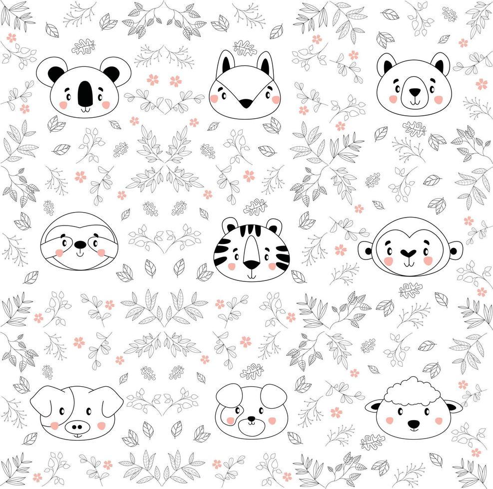 Have a nice day set cute cryptic animals are in action. bear, penguin, koala, wolf, fox, tiger, bunny, birt, cat.  .No gradient used, easy to print and color. Vector files can be scaled to any size.