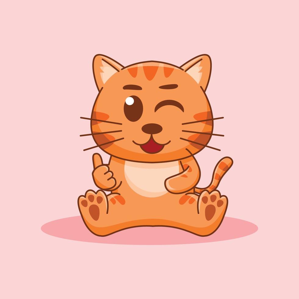 lindo gato naranja sentado, ilustración vectorial de dibujos animados vector