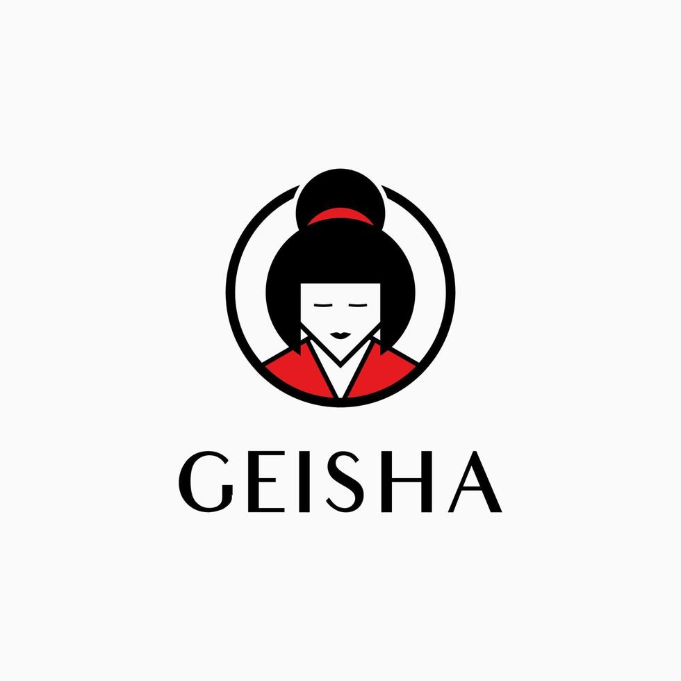 plantilla de diseño de icono de logotipo de geisha vector