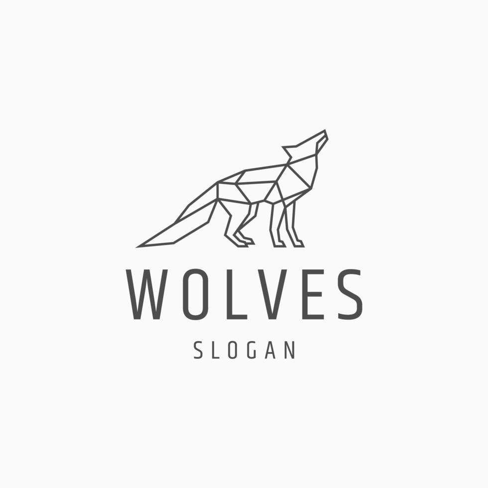 plantilla de diseño de icono de logotipo de arte de línea de lobo vector