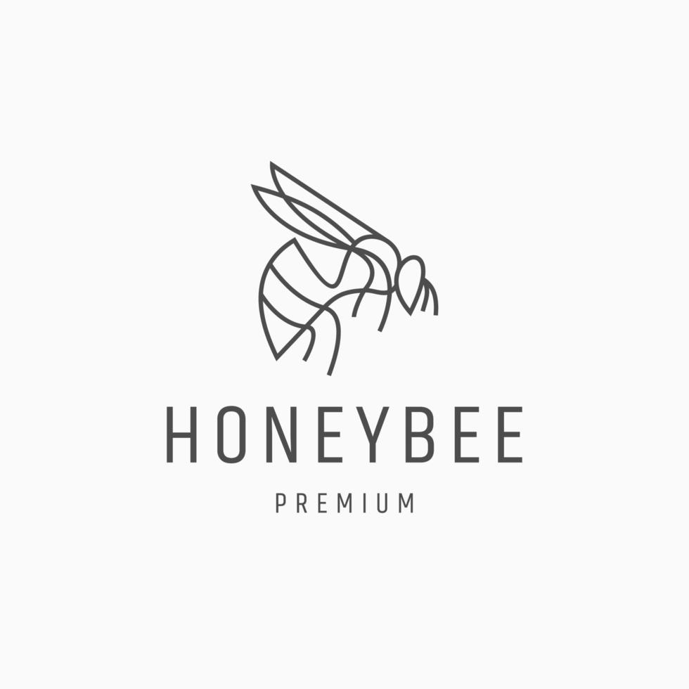 Honeybee line art logo icon design template vector