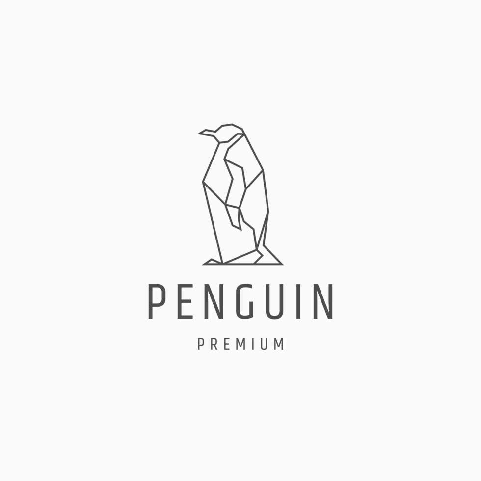 Penguin line art logo icon design template vector