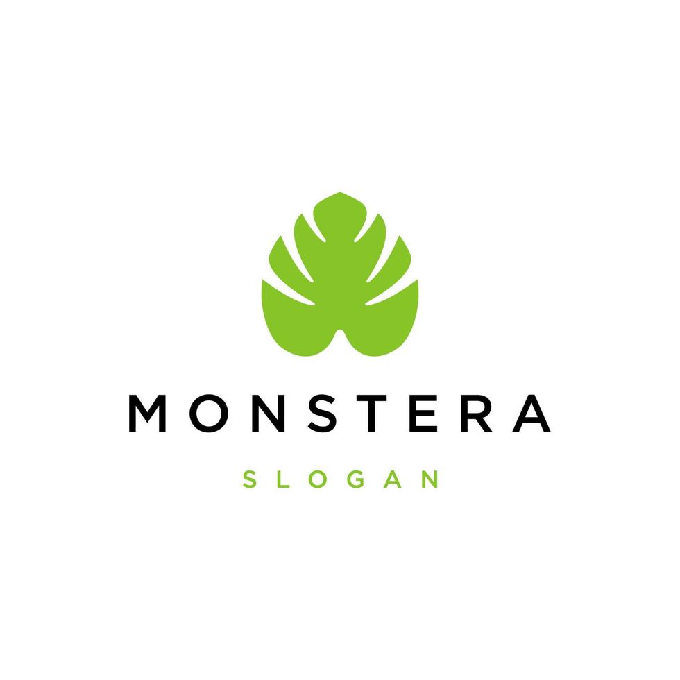 Monstera tropical leaf silhouette logo icon design template vector