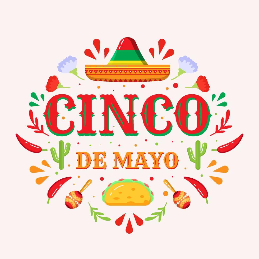 ilustración de diseño de cinco de mayo en estilo plano vector