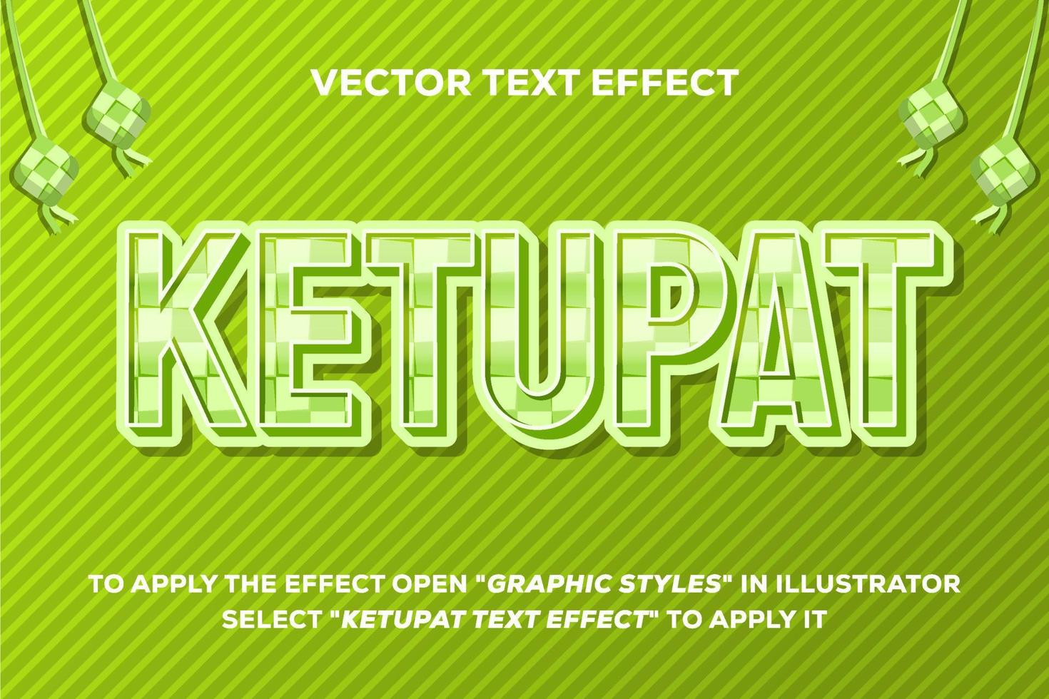 efecto de texto ketupat vector