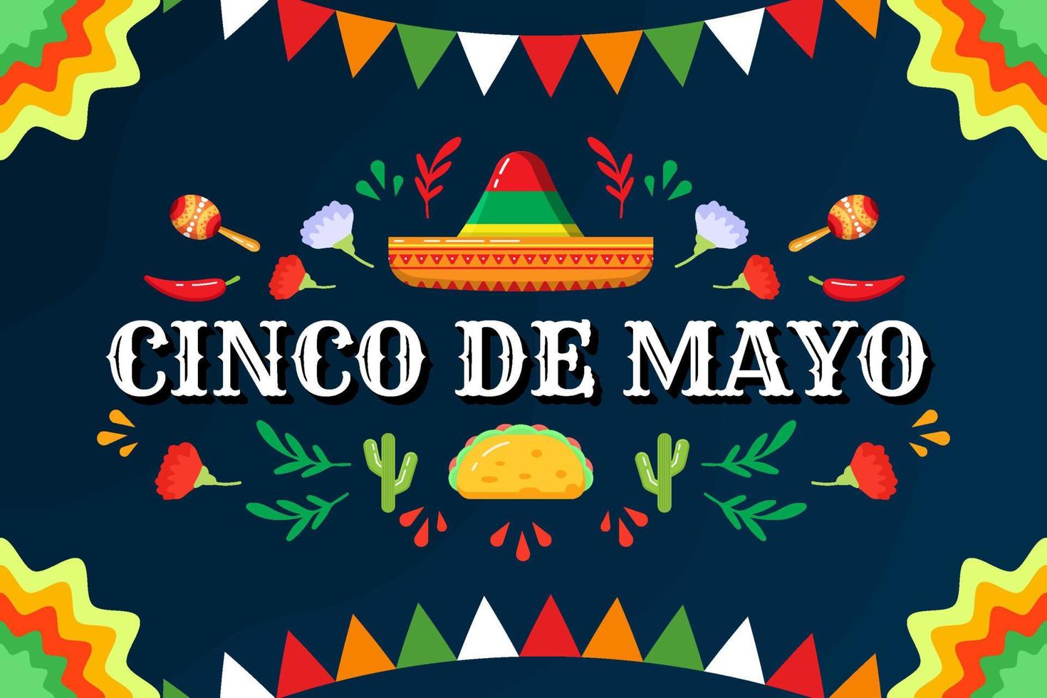 composición de ilustración de diseño de fondo de cinco de mayo vector