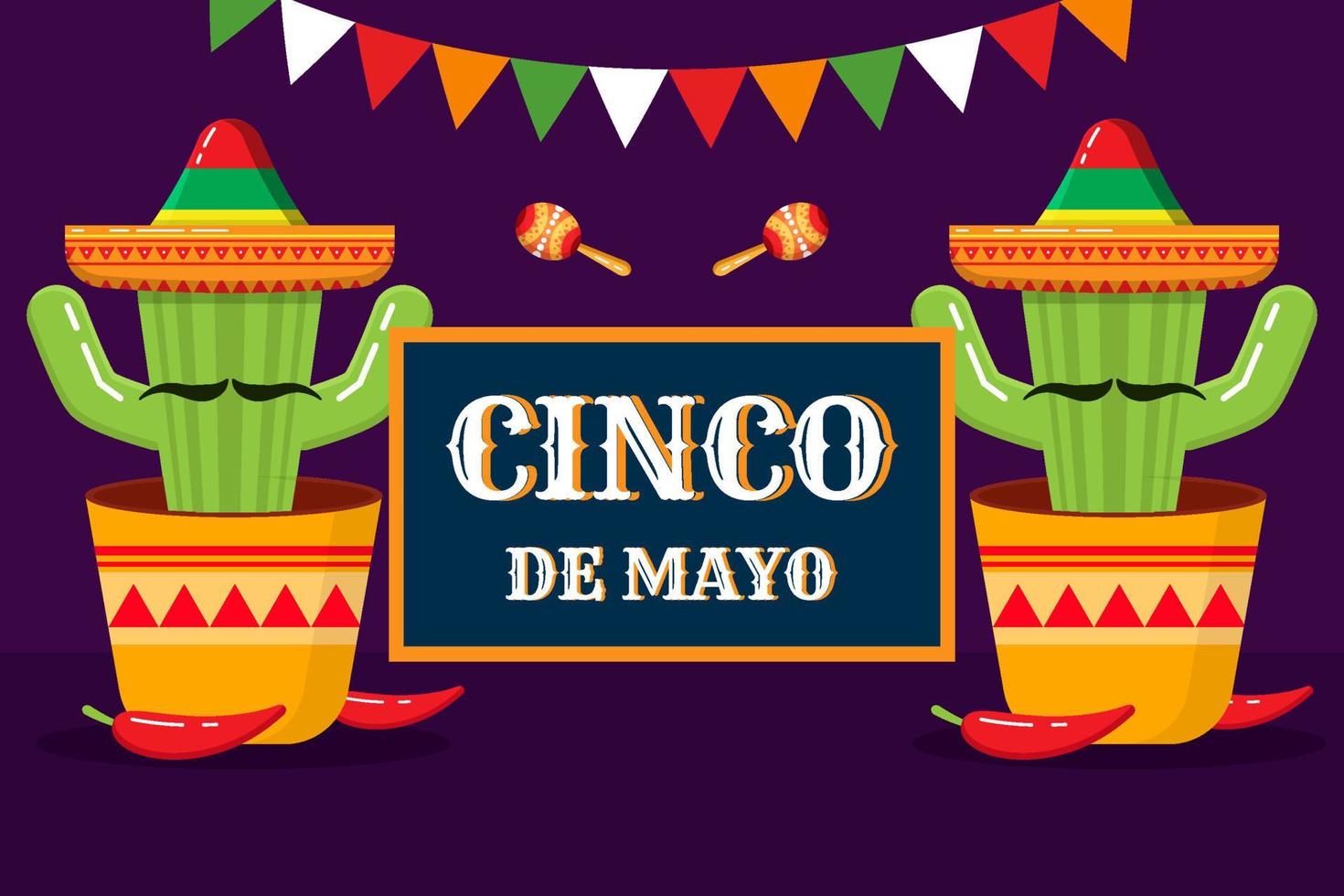 cinco de mayo background design with kaktus vector