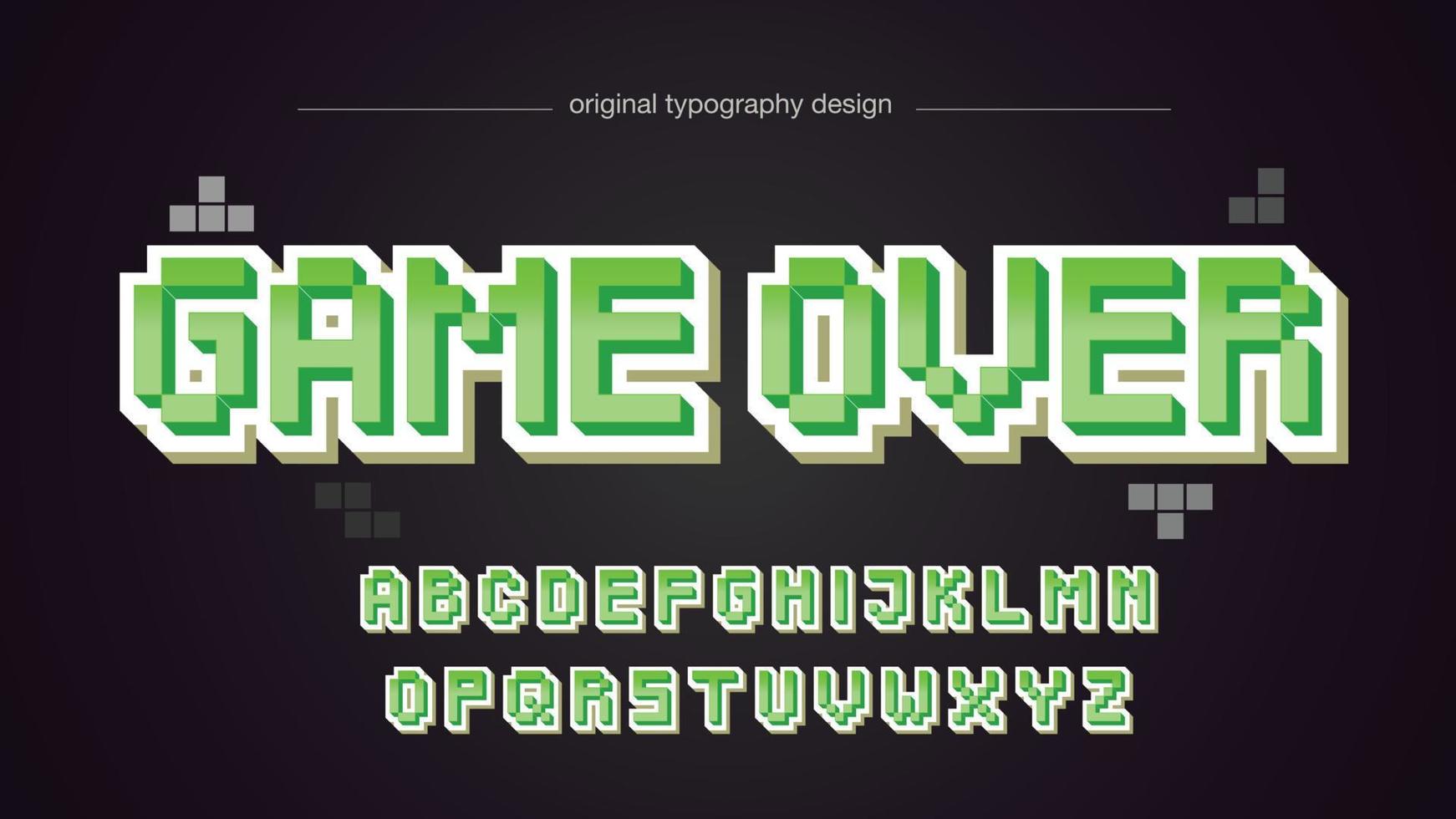 green pixel cartoon isolated letters vector