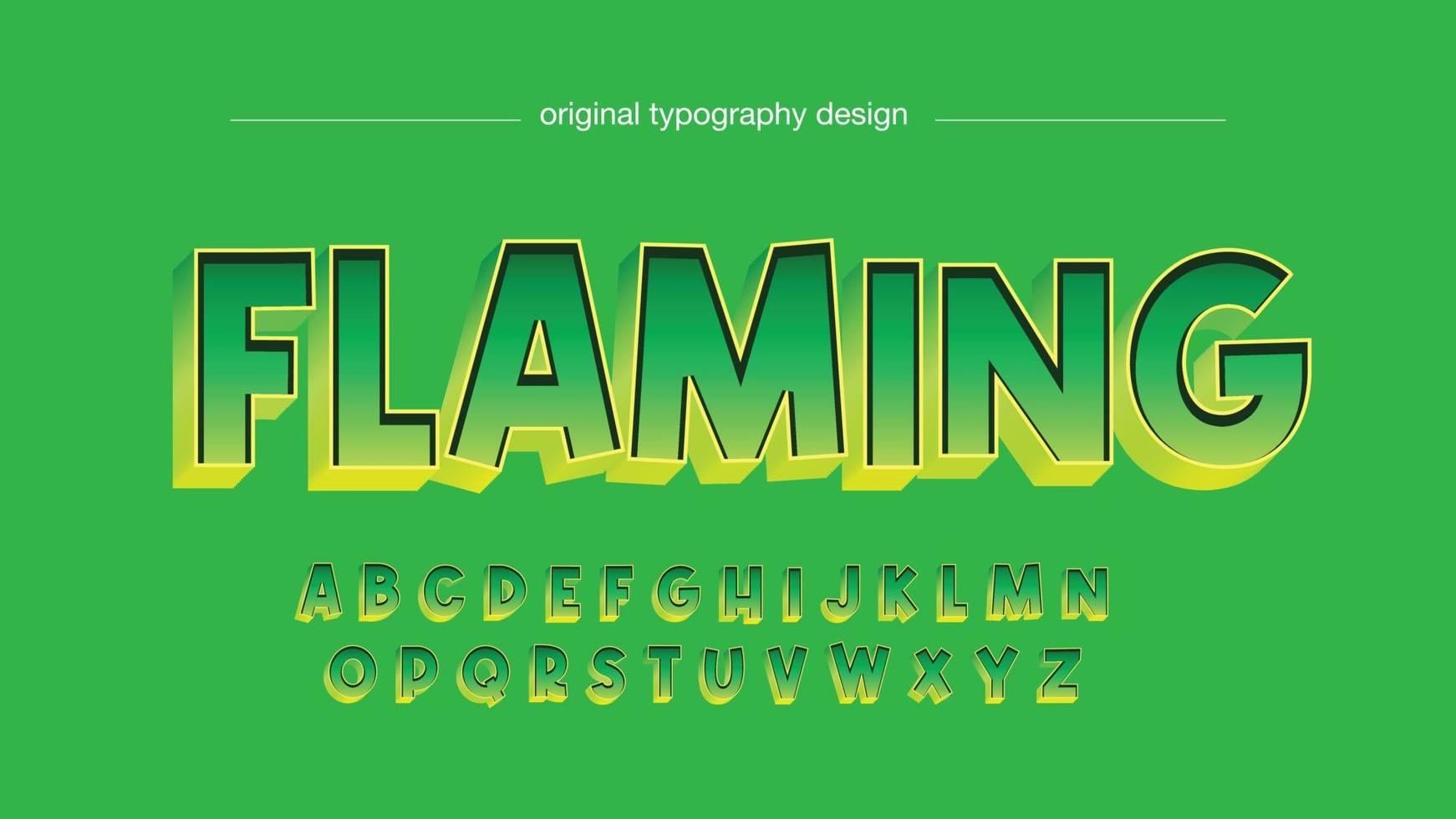 green 3d uppercase gaming cartoon typography vector