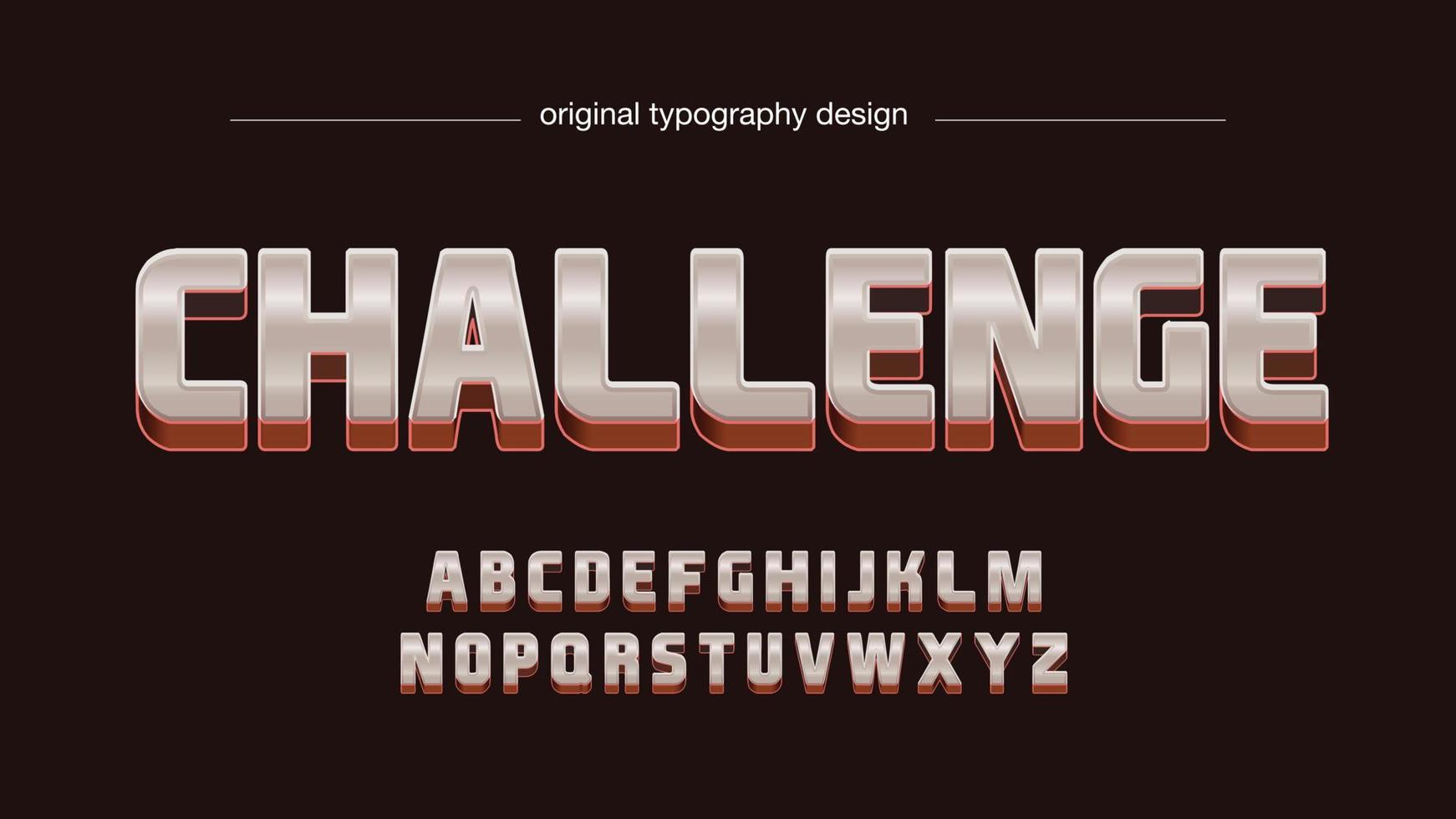 rusty 3d metallic bold uppercase typography vector