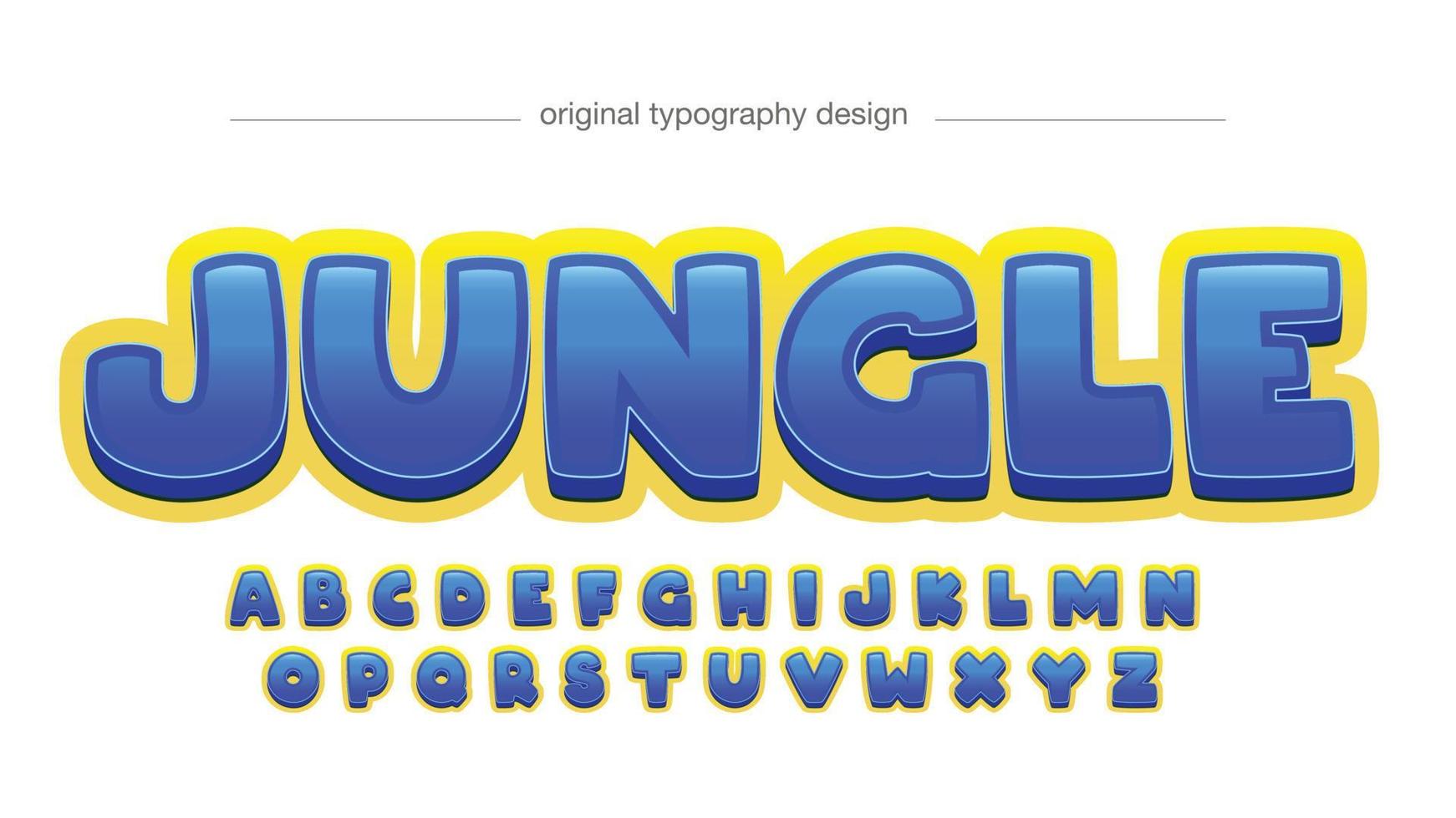 blue and yellow bubble cartoon typography vector