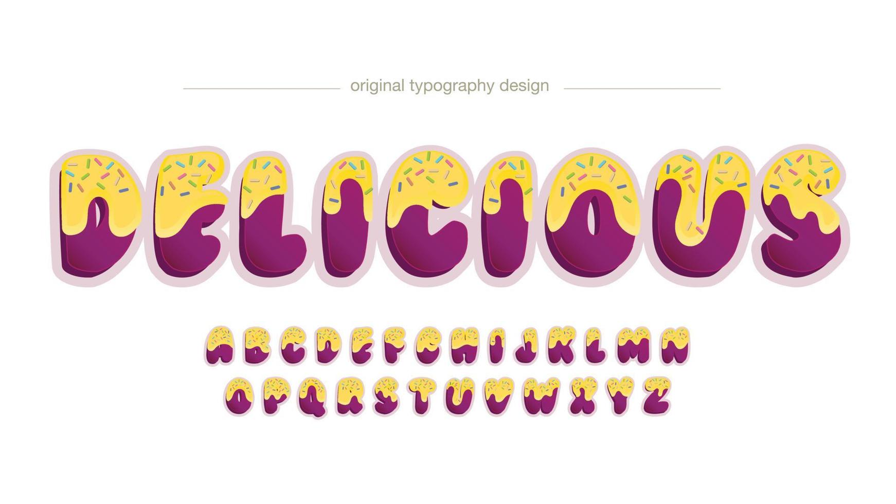 yellow and purple abstract candy typography vector