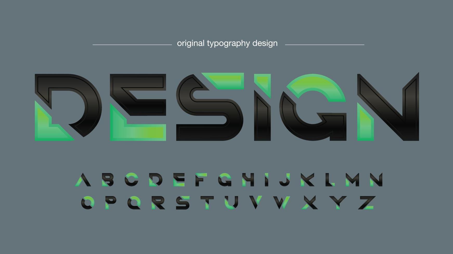 Green and black sliced futuristic typography vector