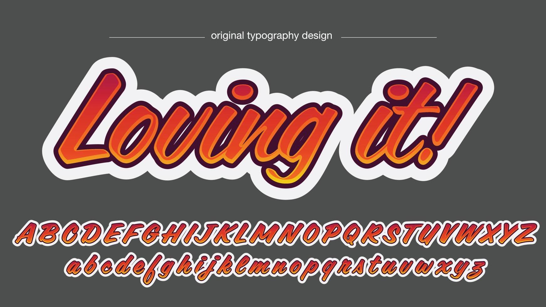 red italic and white cursive isolated letters vector