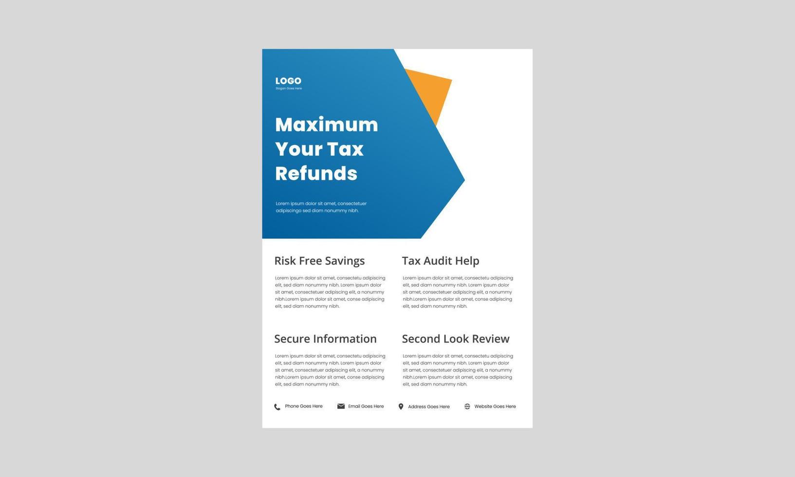 income tax flyer design template. maximize your tax return poster design. tax return service flyer template. vector