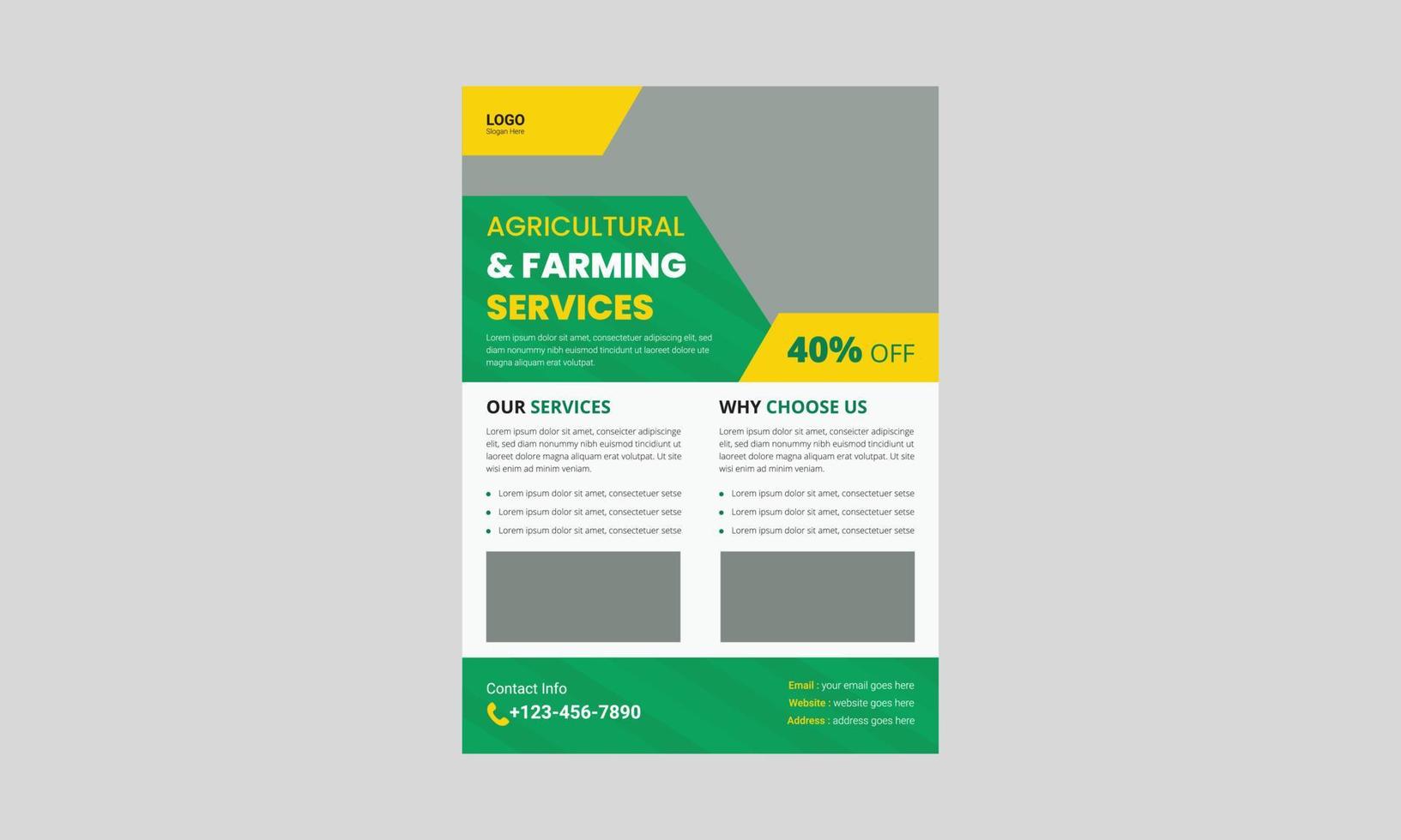 Agricultural and Farming Service Flyer Template. Organic AGRO Farm Services flyer leaflet design. cover, a4 size, farm service flyer, poster, print ready vector