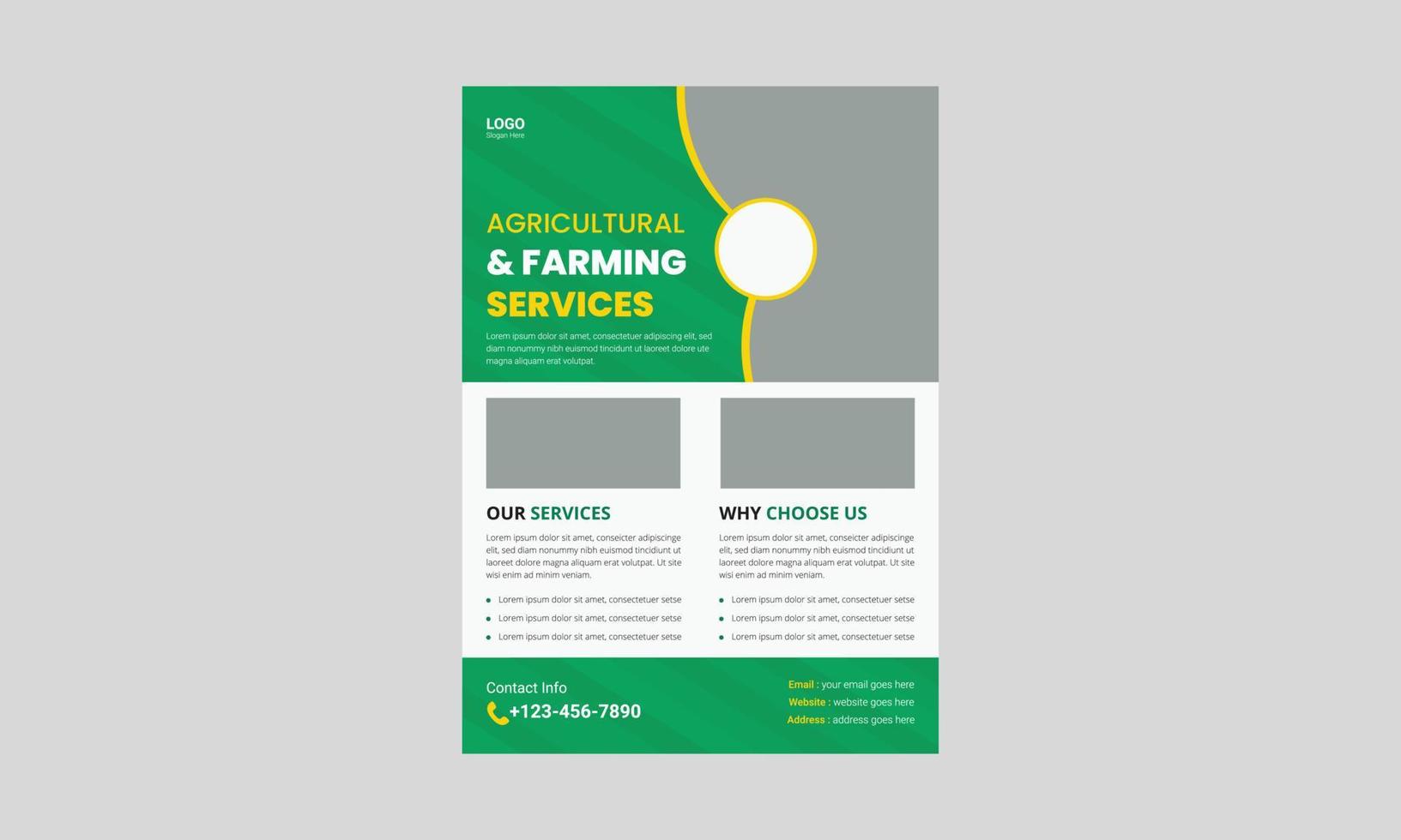 plantilla de volante de servicio agrícola y ganadero. diseño de folletos de servicios agrícolas orgánicos. portada, tamaño a4, folleto de servicios agrícolas, póster, listo para imprimir vector