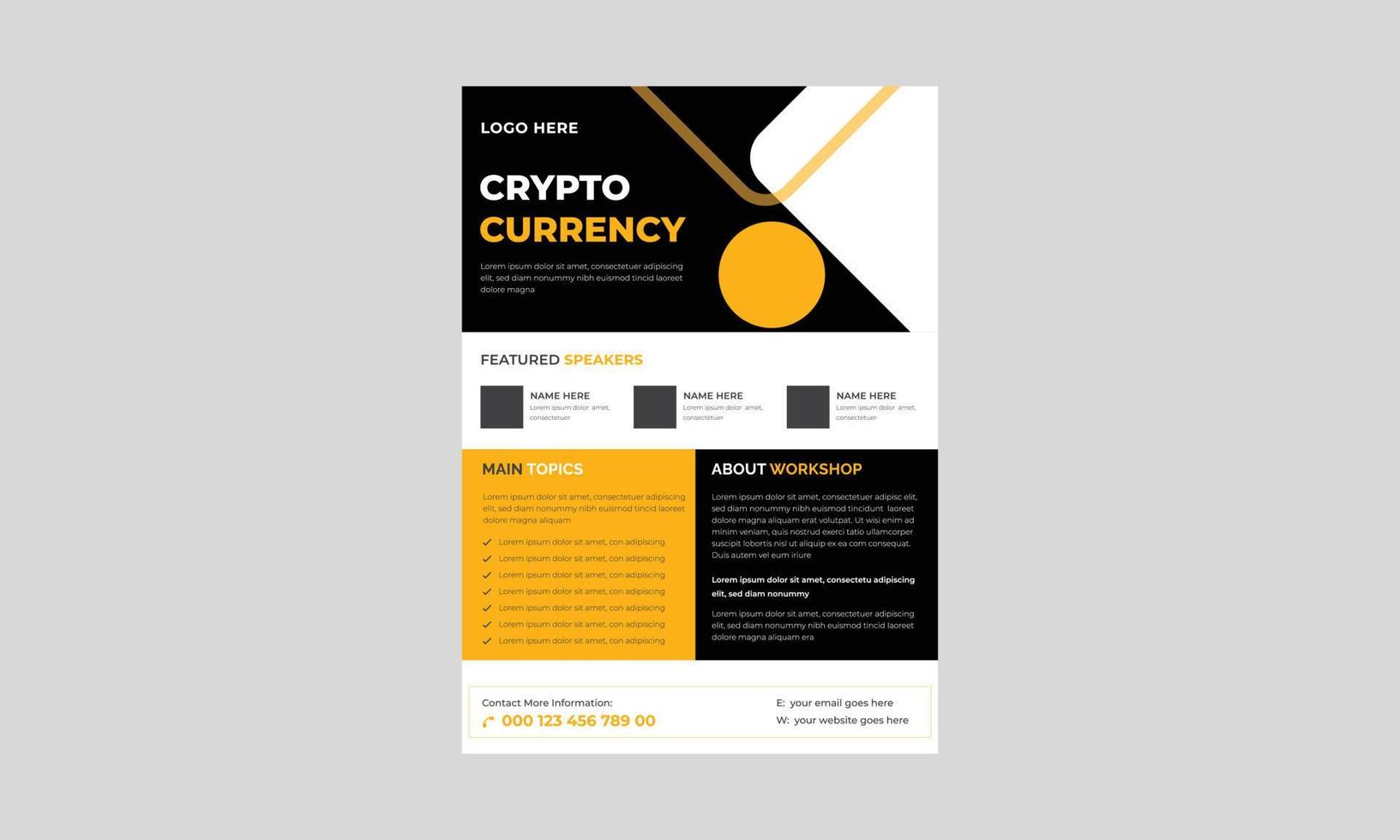 Criptocurrency Trading Event Flyer, Criptocurrency Concept Flyer Template, Concept of Virtual Criptocurrency Flyer, Poster, Vector. vector