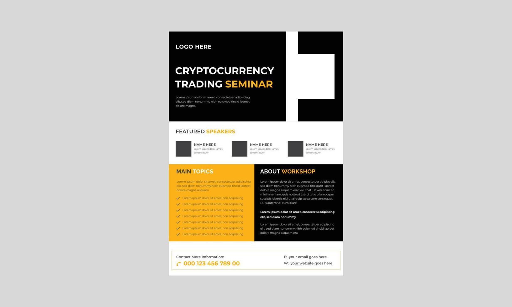 Criptocurrency Trading Event Flyer, Criptocurrency Concept Flyer Template, Concept of Virtual Criptocurrency Flyer, Poster, Vector. vector