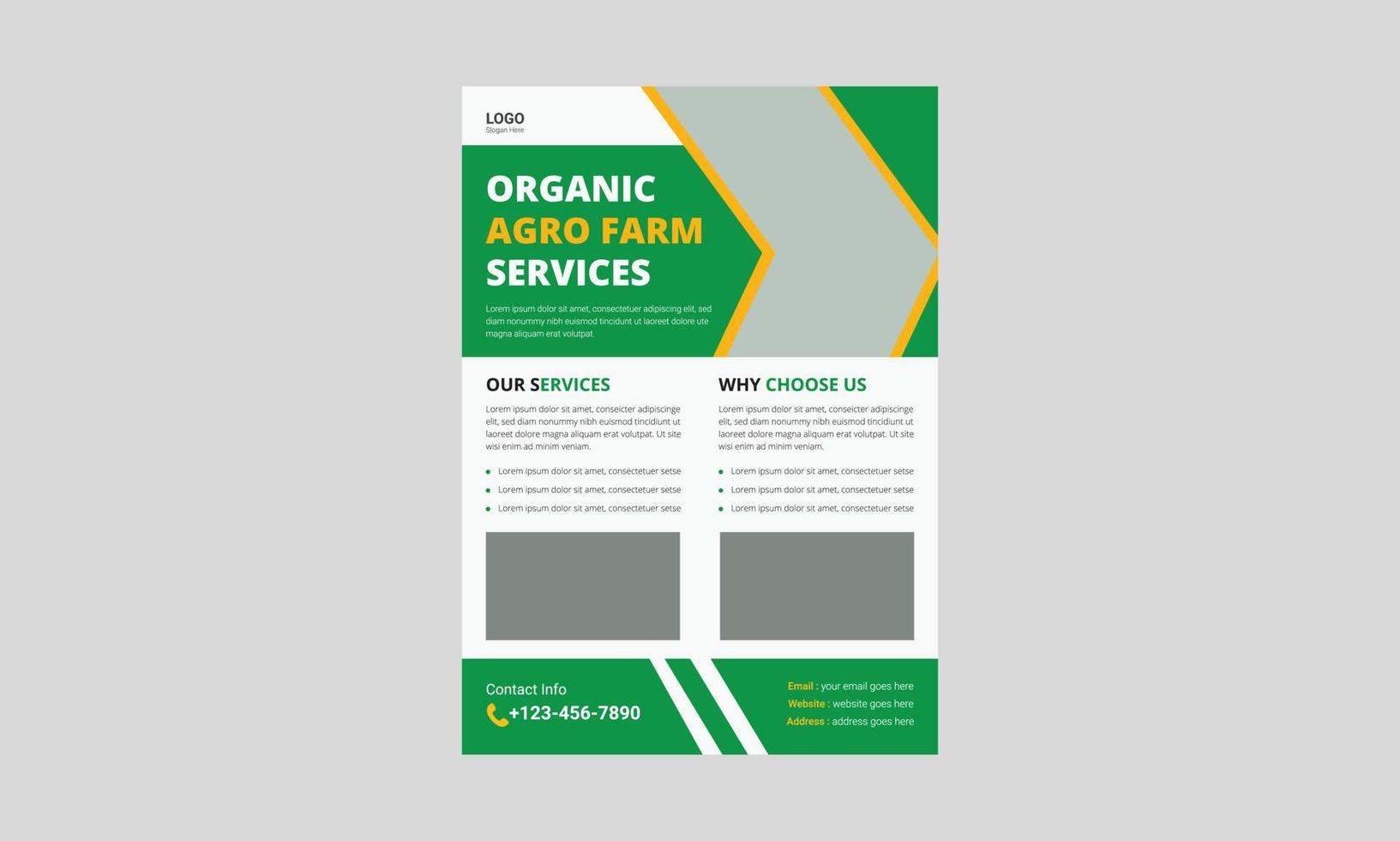 Agricultural and Farming Service Flyer Template. Organic AGRO Farm Services flyer leaflet design. cover, a4 size, farm service flyer, poster, print ready vector