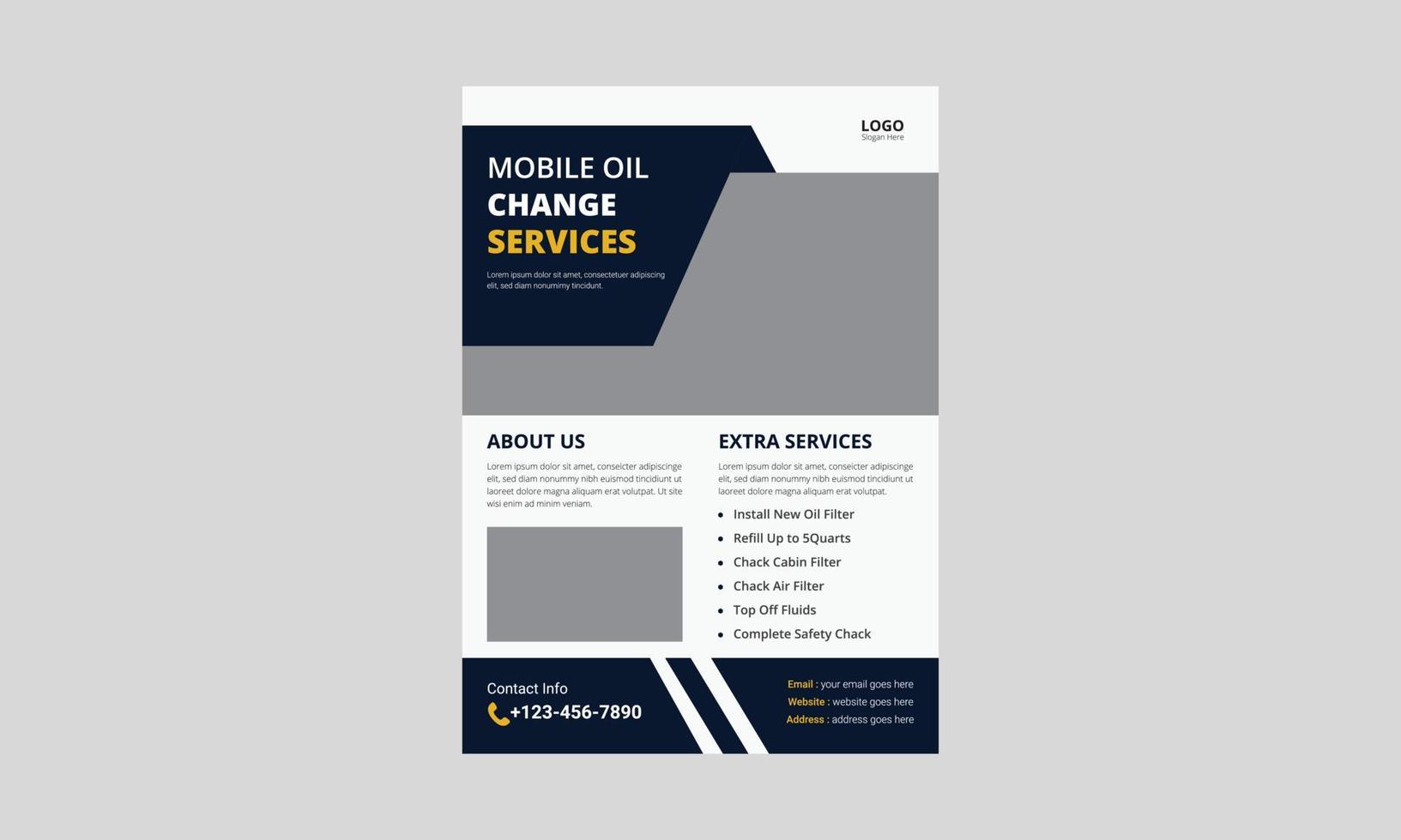 Oil Change Service Flyer Template. Auto Service flyer leaflet design. Automotive Service flyer design. cover, a4 size, flyer, poster, print ready vector