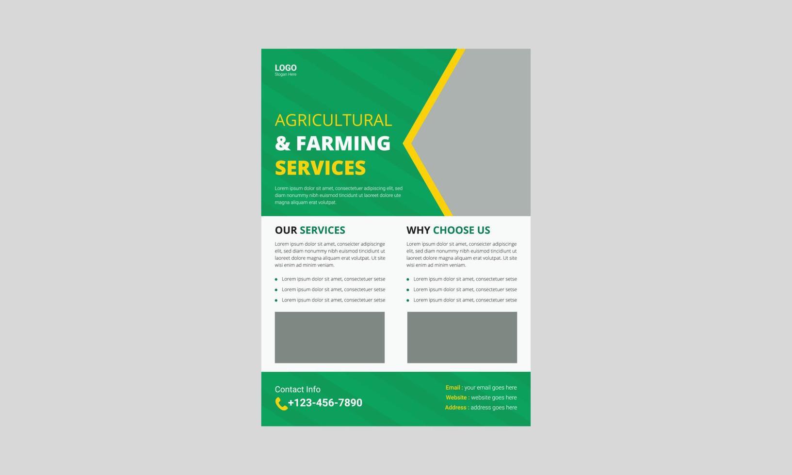 plantilla de volante de servicio agrícola y ganadero. diseño de folletos de servicios agrícolas orgánicos. portada, tamaño a4, folleto de servicios agrícolas, póster, listo para imprimir vector