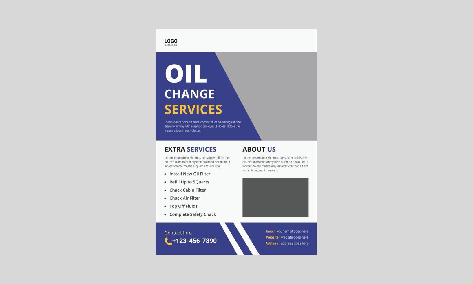 Oil Change Service Flyer Template. Auto Service flyer leaflet design. Automotive Service flyer design. cover, a4 size, flyer, poster, print ready vector